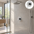Registro monocontrol para ducha con escudo redondo cromado instalado en baño moderno