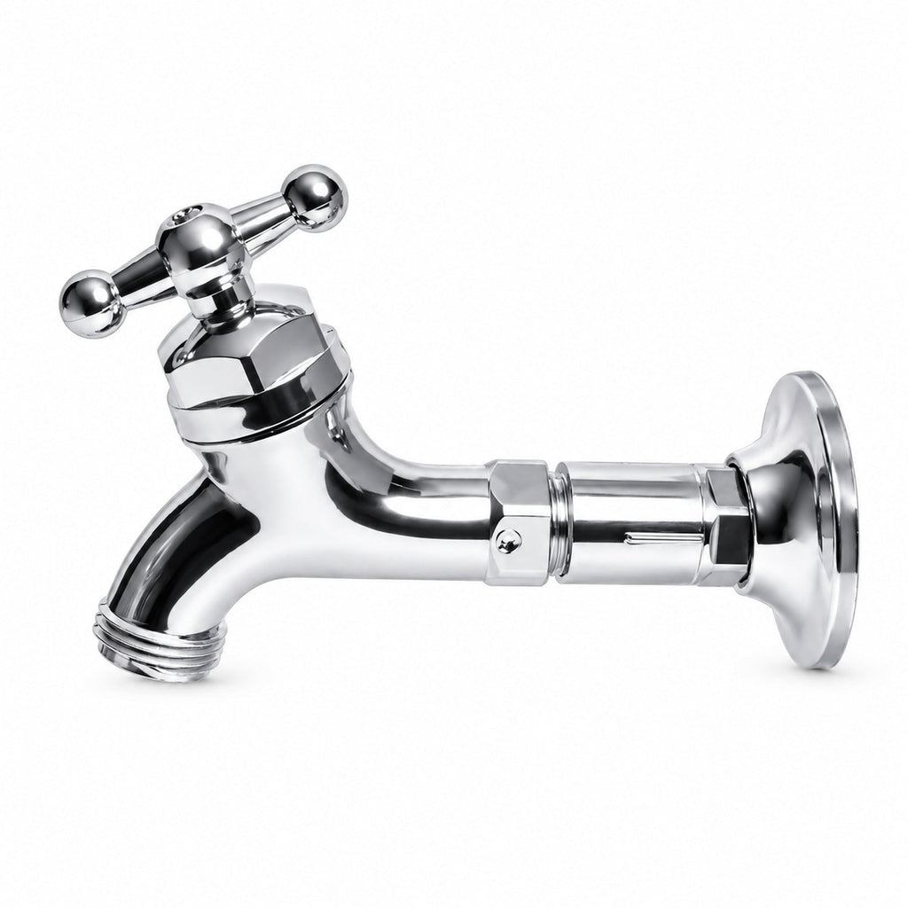 Llave Para Manguera Con Extensión Cromada — producto completo sobre fondo blanco uniforme