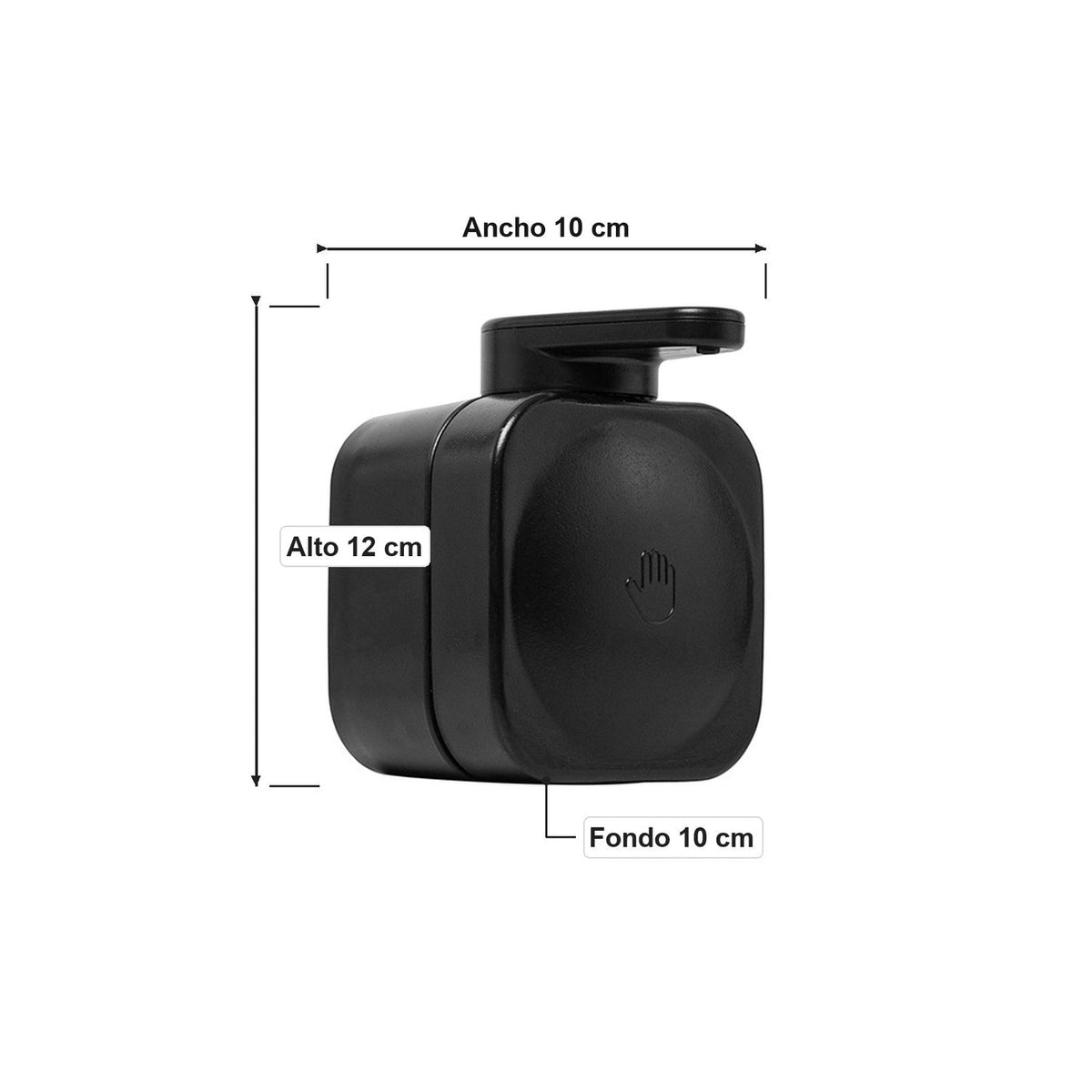 Dispensador De Jabón Líquido Con Ventosa Negro 440 Ml - medidas del producto