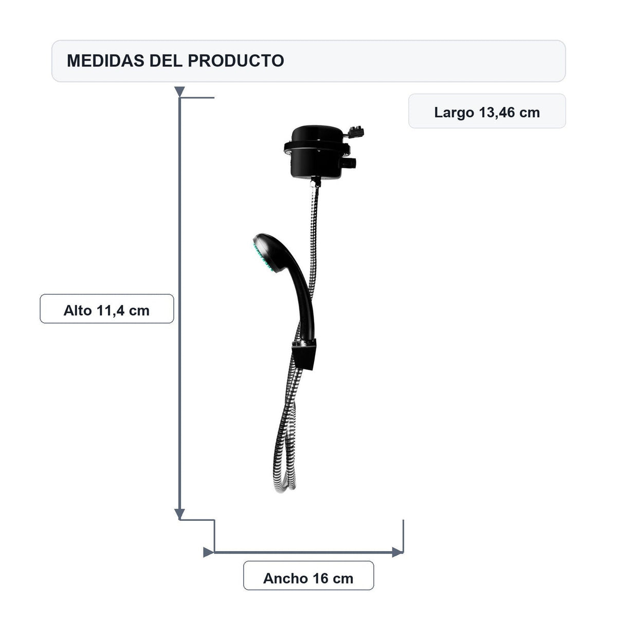 Medidas del producto: Ducha Eléctrica Victory Salón De Belleza Negra 110V
