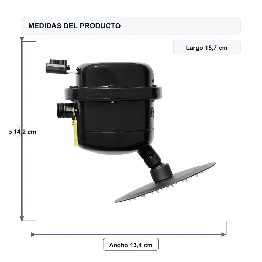 Medidas del producto: Ducha Eléctrica Victory Dirigible Negra Slim 220V