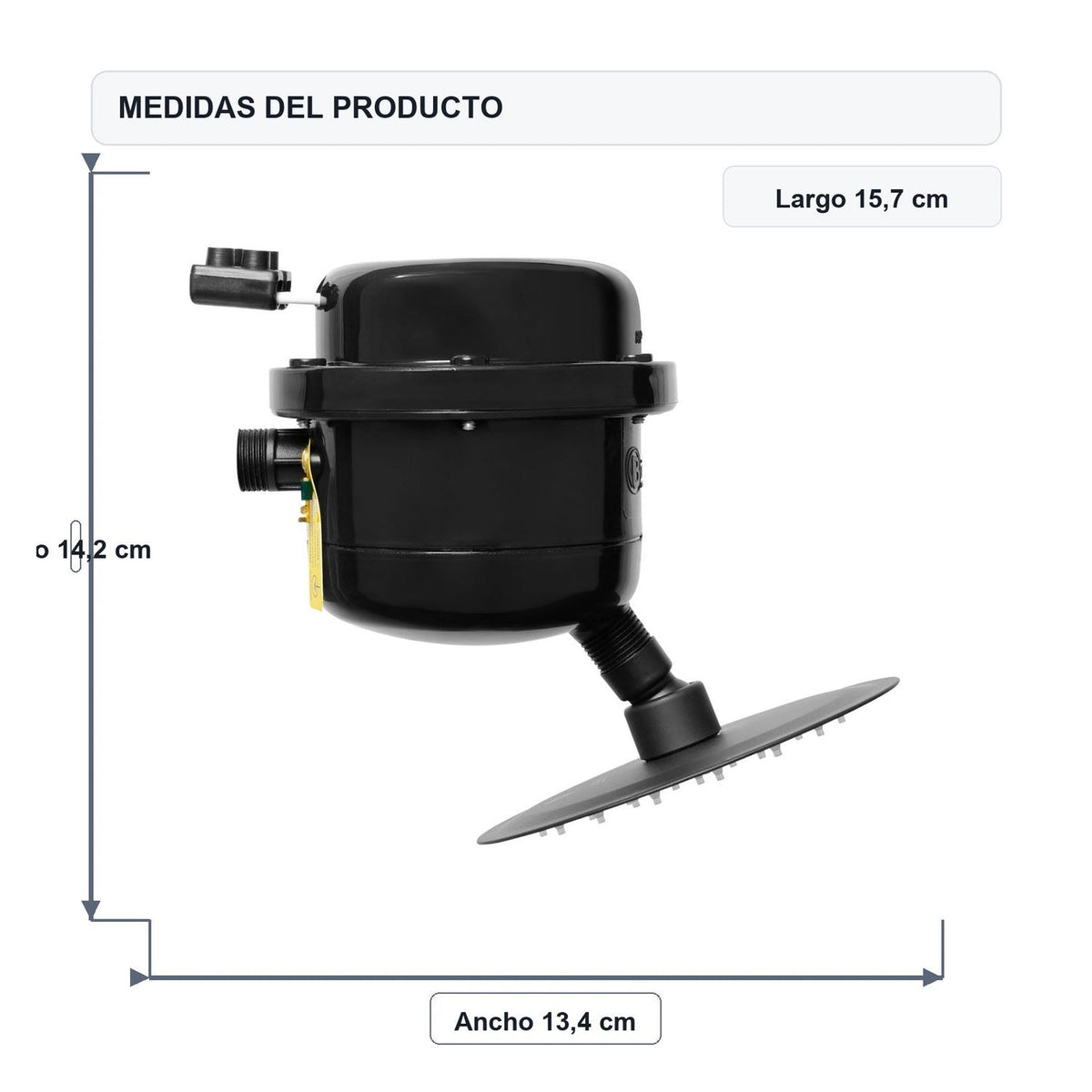 Medidas del producto: Ducha Eléctrica Victory Dirigible Negra Slim 220V