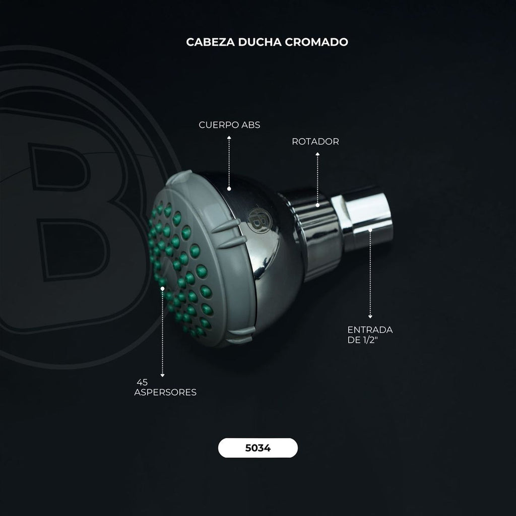 Cabeza de ducha en ABS negra vista original 3