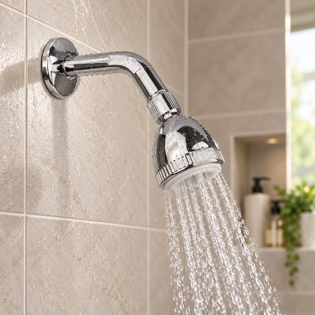 Detalle de ducha YW263 instalada y en funcionamiento