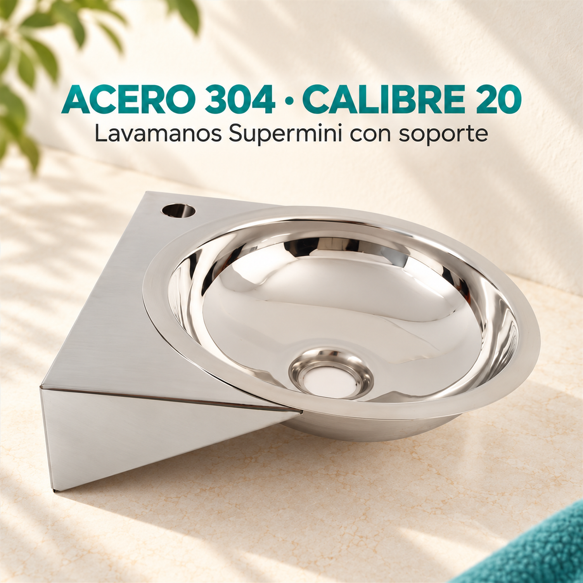 Lavamanos Supermini con soporte, acero 304 calibre 20