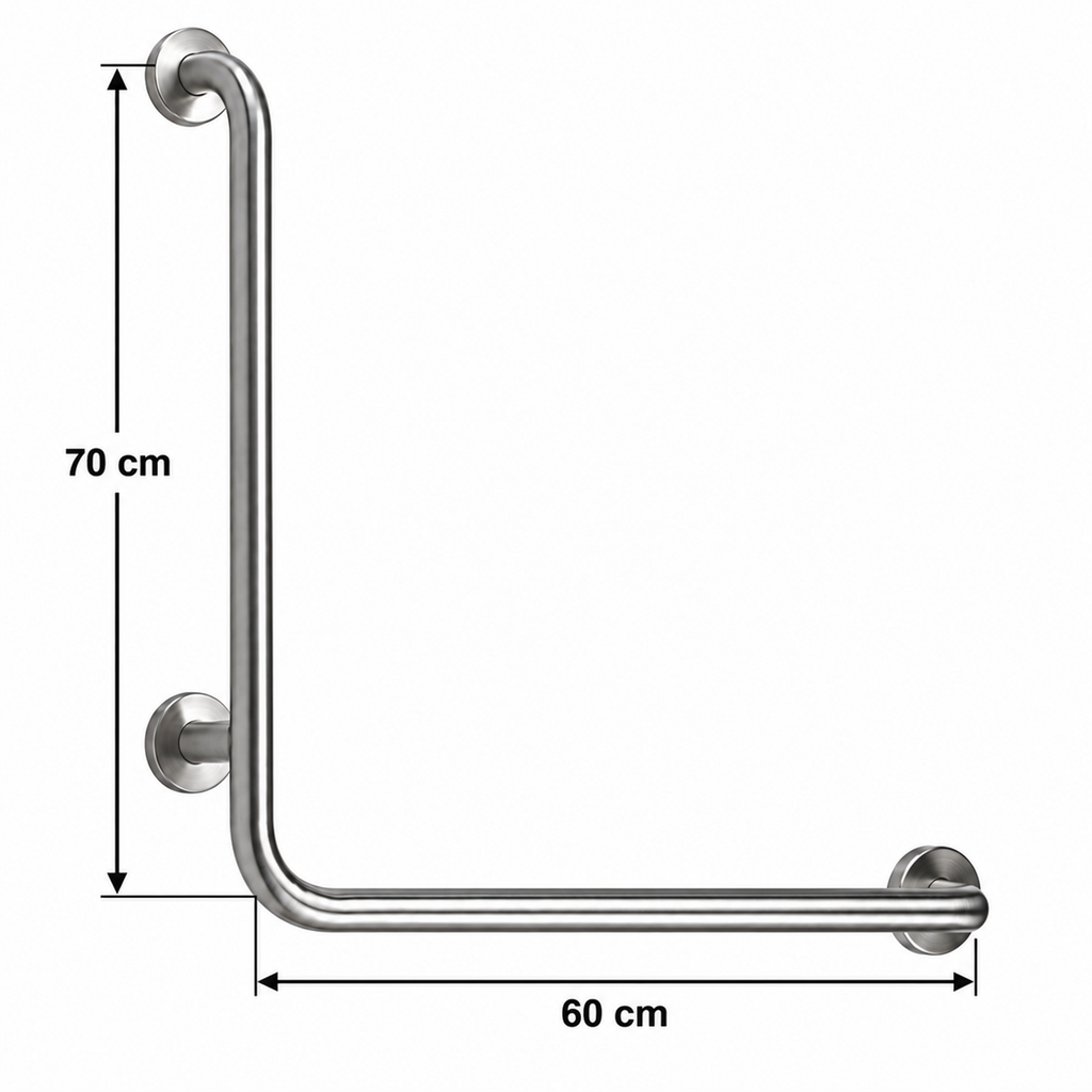 Barra de seguridad 90 grados: tramo vertical 70 cm y horizontal 60 cm