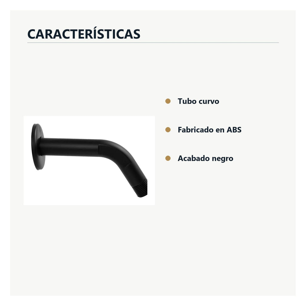 Características de tubo curvo negro para regadera
