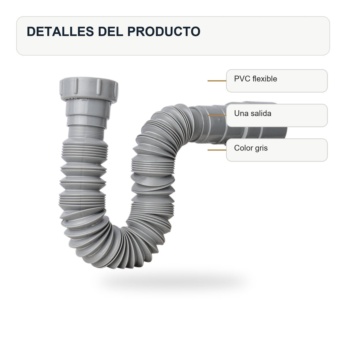 Sifón Flexible Sencillo Nacional Gris En PVC - imagen 4