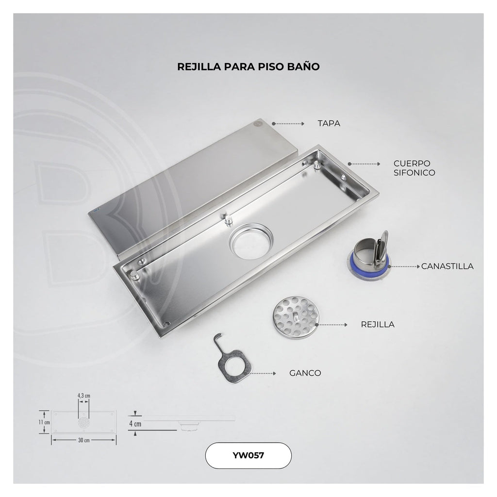 Ficha oficial de la rejilla rectangular inoxidable