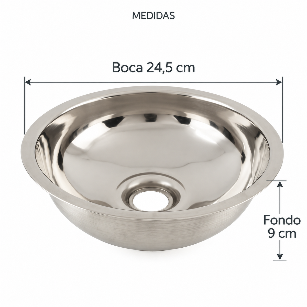 Medidas del lavamanos Supermini: boca 24,5 cm y fondo 9 cm