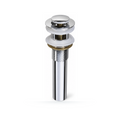 Desagüe Metálico Click-Clack con Rebose de 1 1/4 Pulgadas y Tubo de 12 cm completo sobre fondo blanco profesional