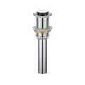 Desagüe Metálico Click-Clack sin Rebose de 1 1/4 Pulgadas con Tubo de 15 cm completo sobre fondo blanco profesional
