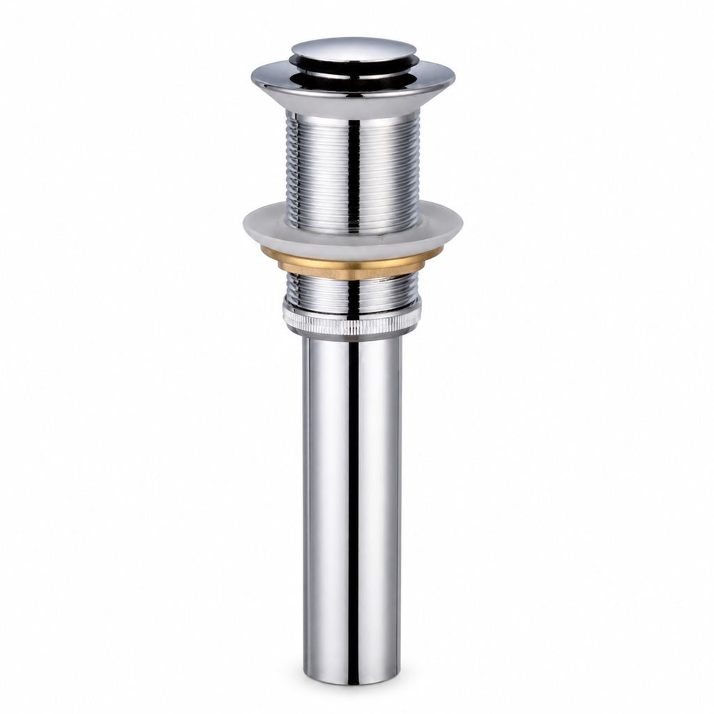 Segunda vista profesional del desagüe metálico click-clack sin rebose de 1 1/4 pulgadas con tubo de 15 cm