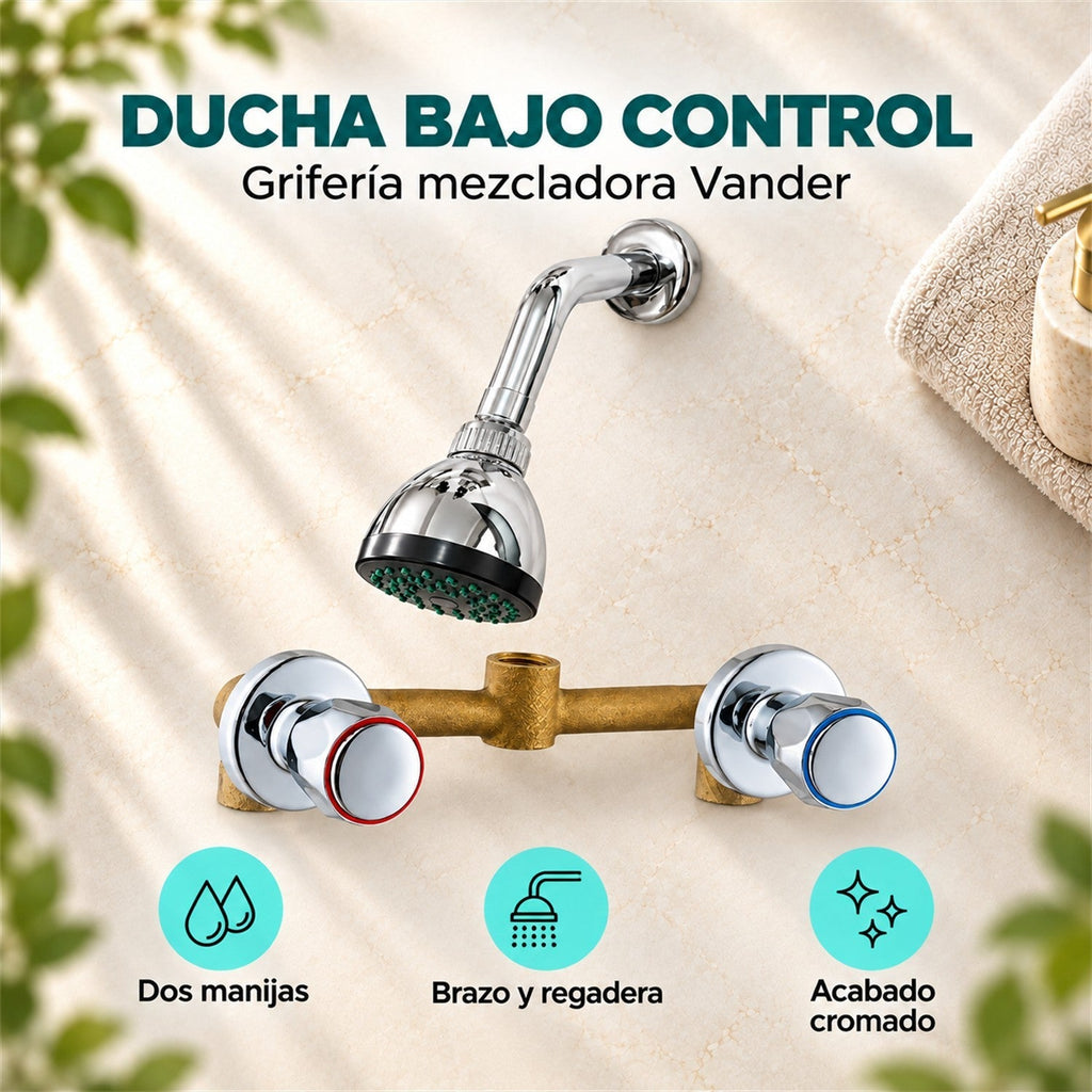 Grifería Mezcladora Ducha Vander Cromada - características