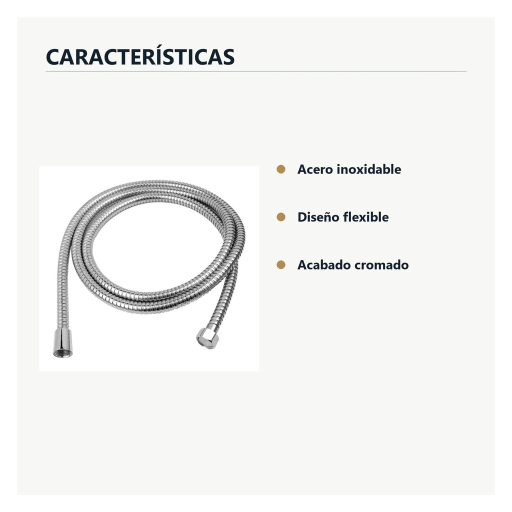 Características de manguera flexible cromada para teleducha de 2 m