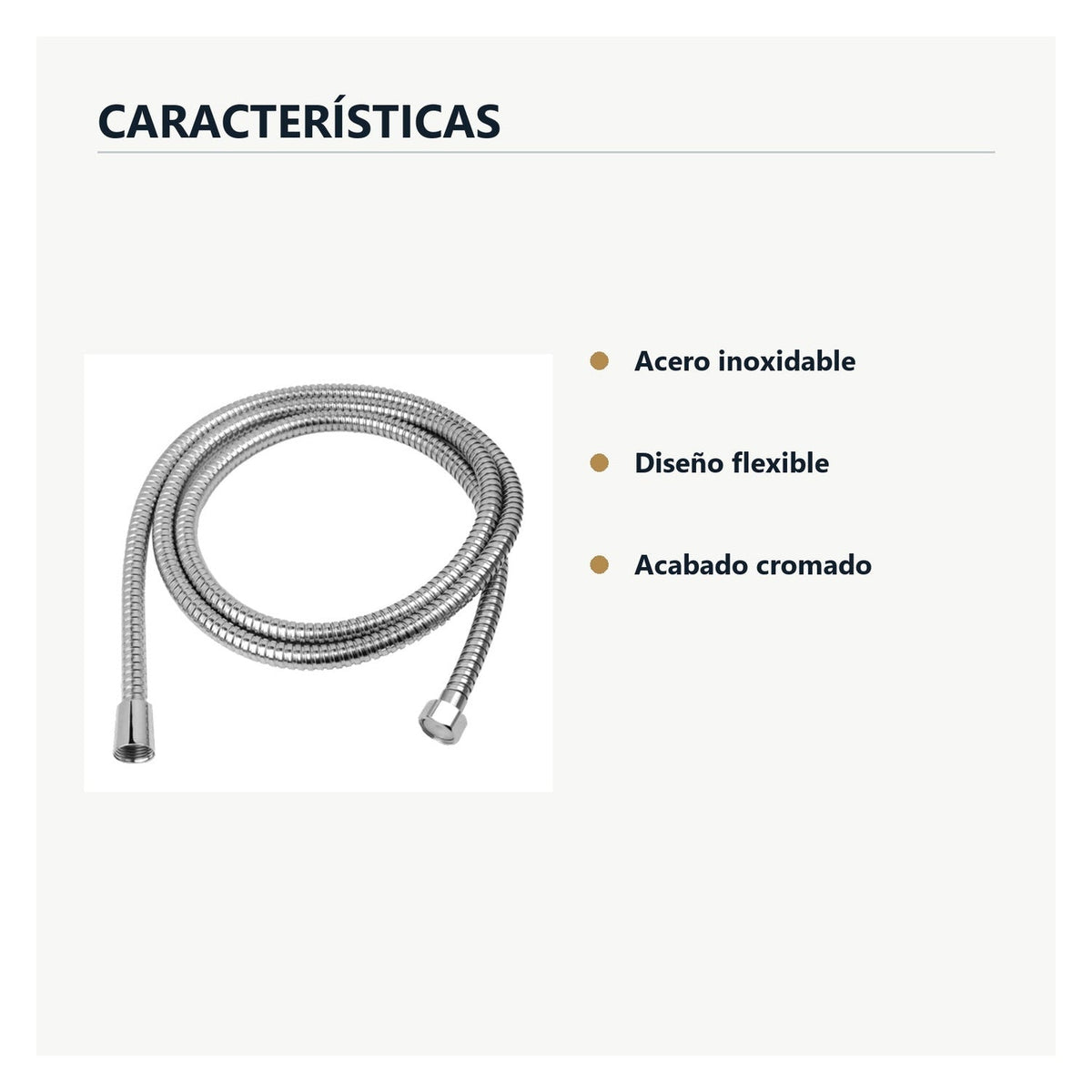 Características de manguera flexible cromada para teleducha de 2 m