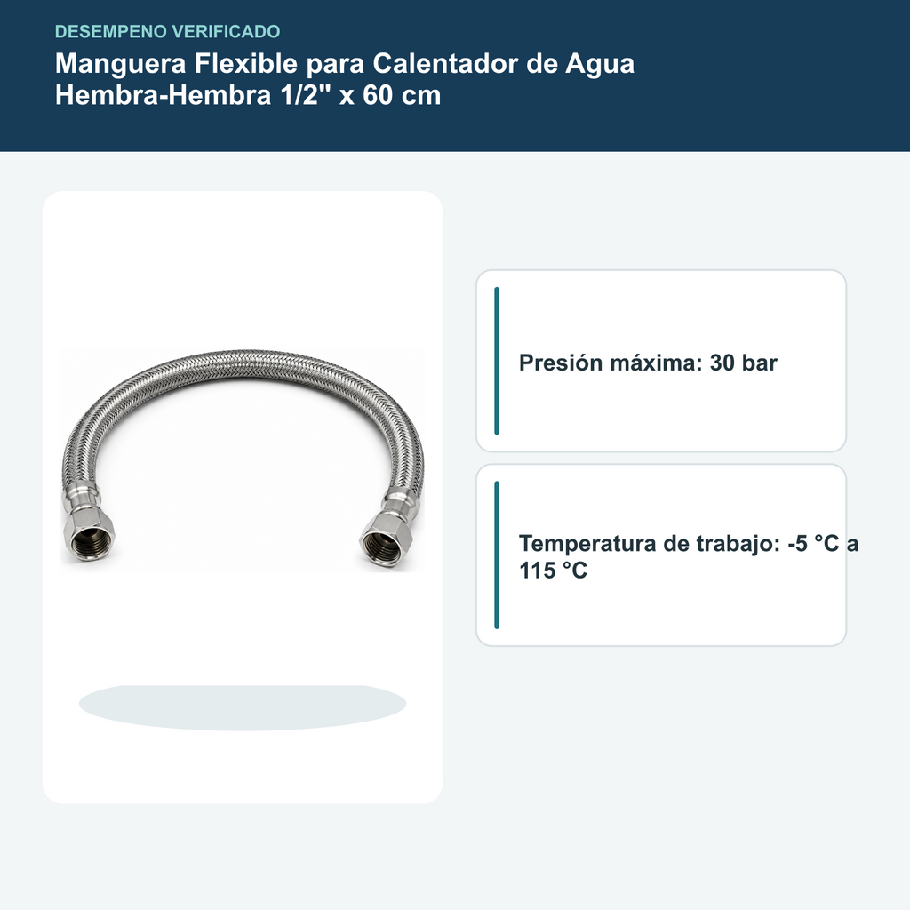 Presión y temperatura de trabajo de manguera flexible para calentador