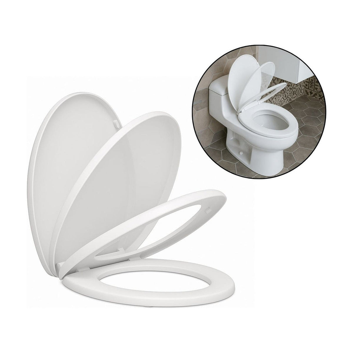 Tapa Asiento Sanitario Alongado Blanco Caida Lenta - imagen 6