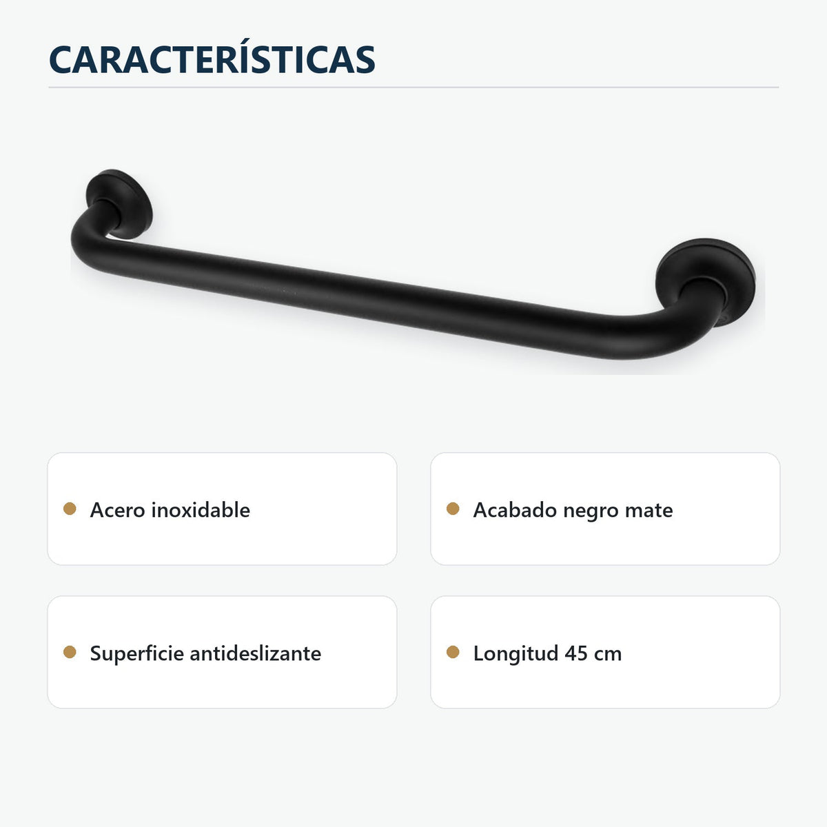Barra de seguridad antideslizante negra de 45 cm caracter�sticas principales del producto