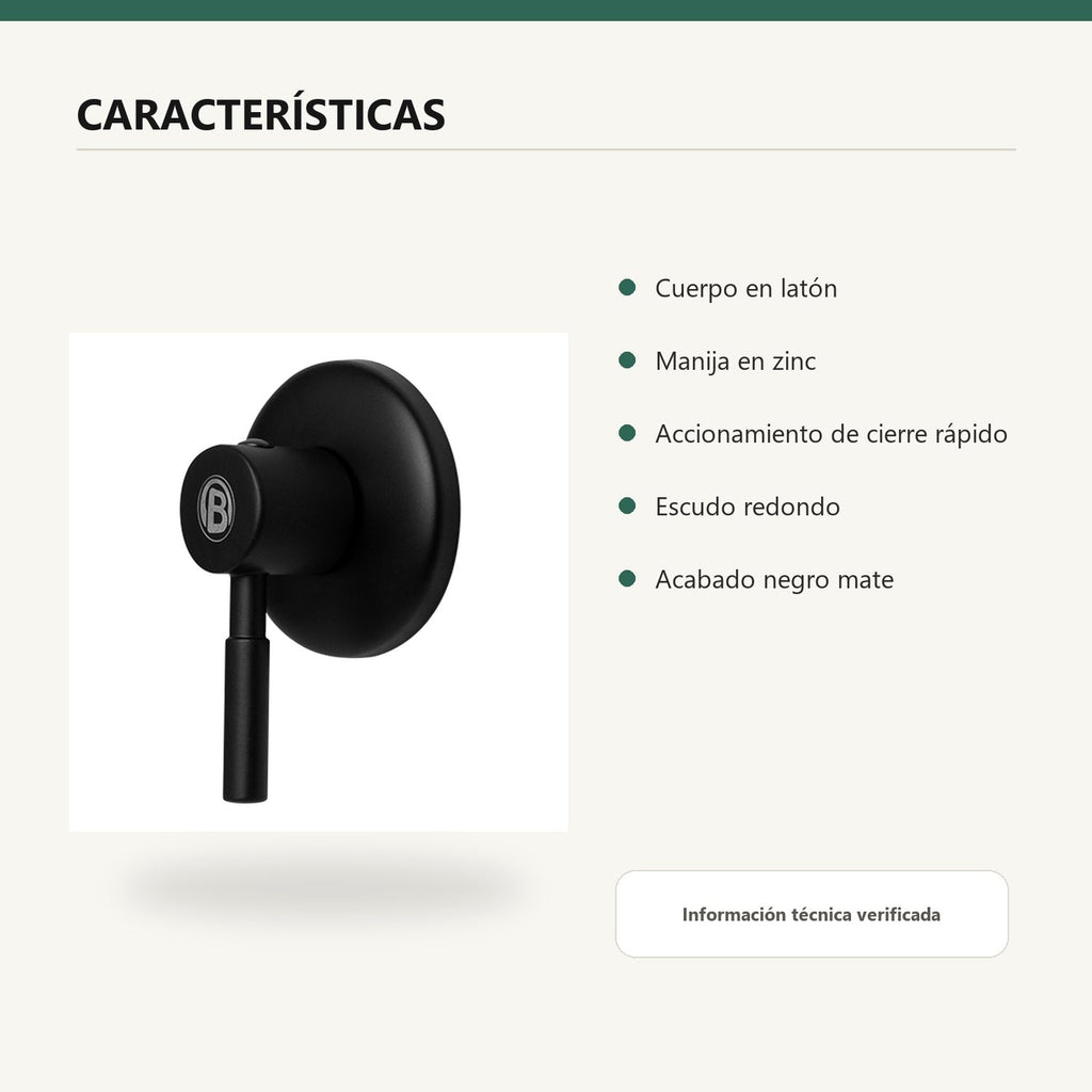 Registro sencillo negro con escudo redondo características verificadas