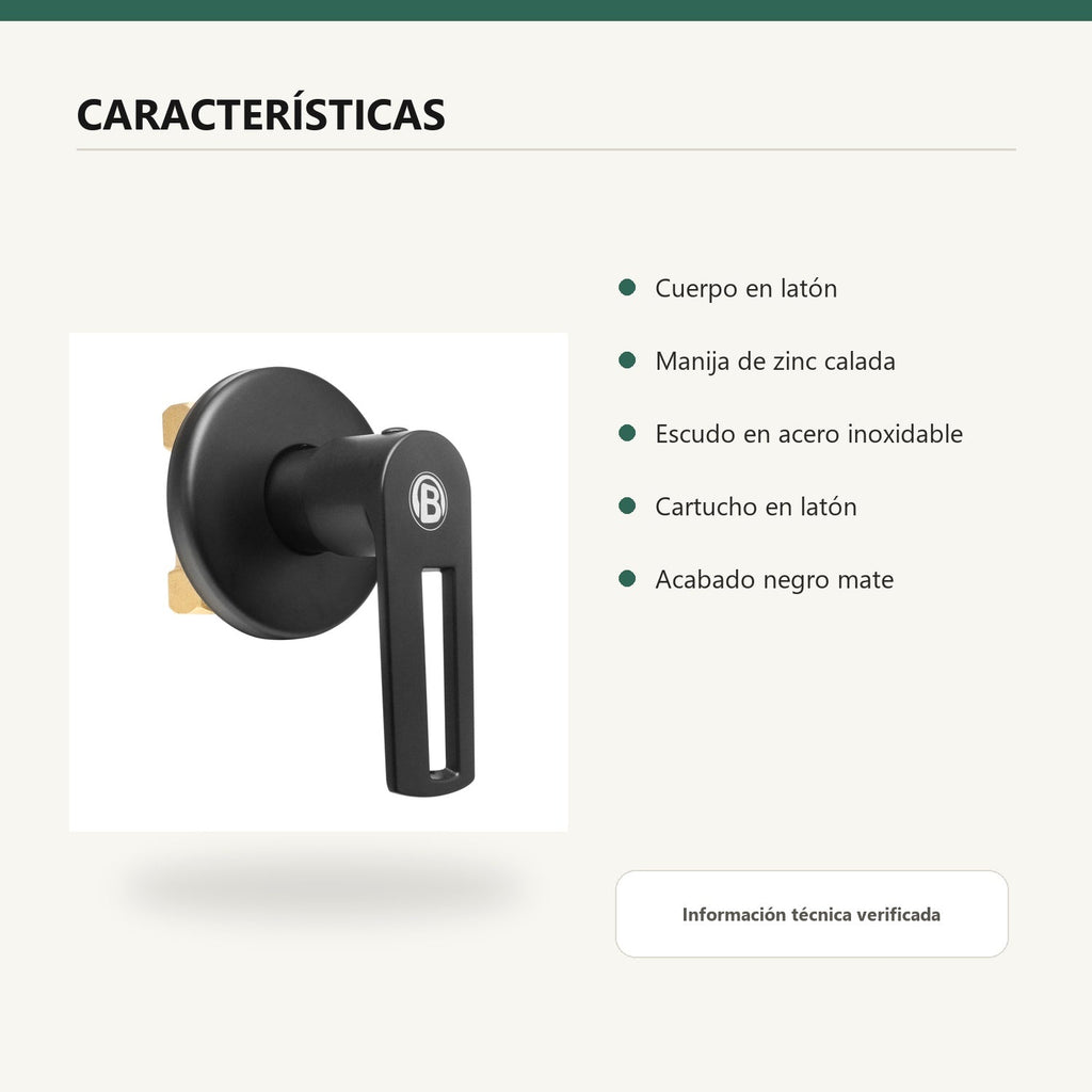 Registro sencillo negro con manija calada características verificadas