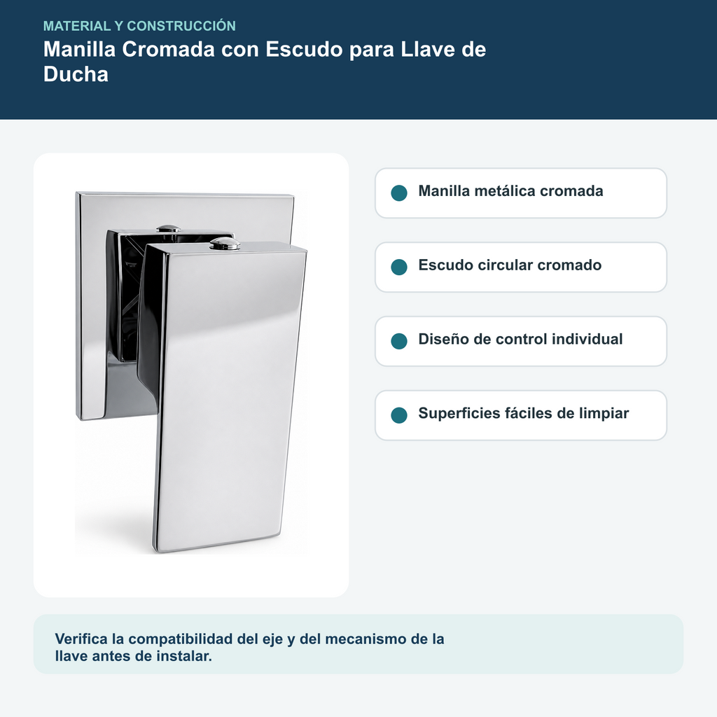 Materiales y construcción verificados del manilla cromada con escudo para llave de ducha