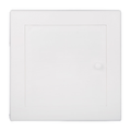 Tapa de registro blanca de 144 × 144 mm sobre fondo blanco. Blanco.
