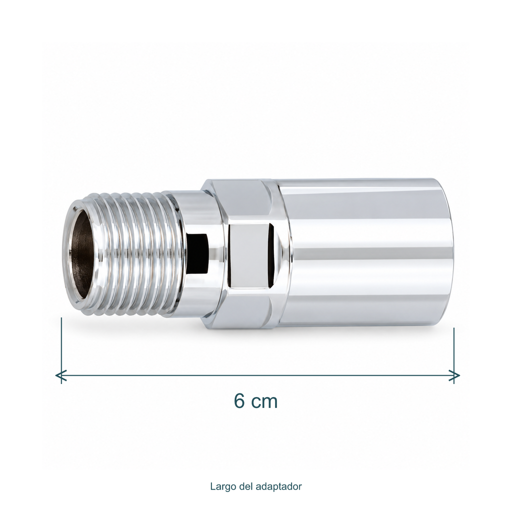 Largo del adaptador: 6 cm. Verifique la rosca con la conexión existente.