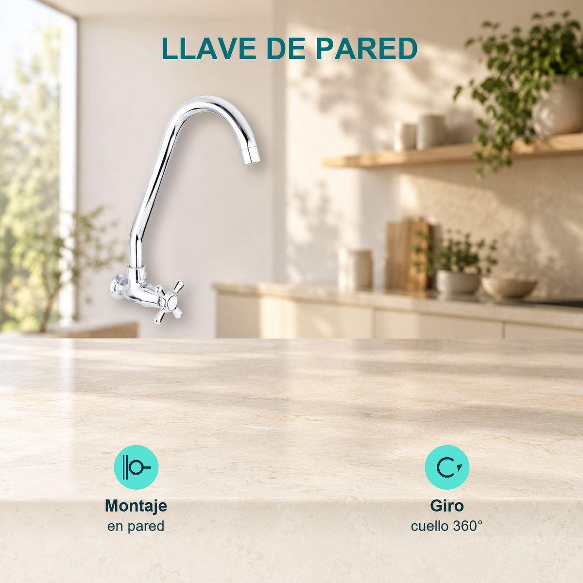 Características de Llave individual para lavaplatos de pared Antius cromada