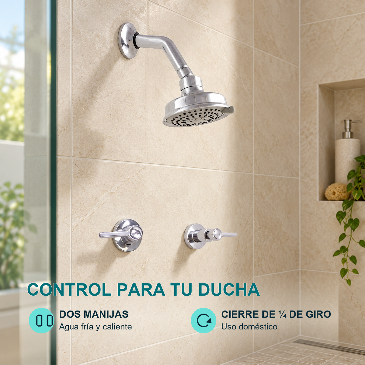 Conjunto mezclador de ducha Almaguer de 8 pulgadas cromado — características