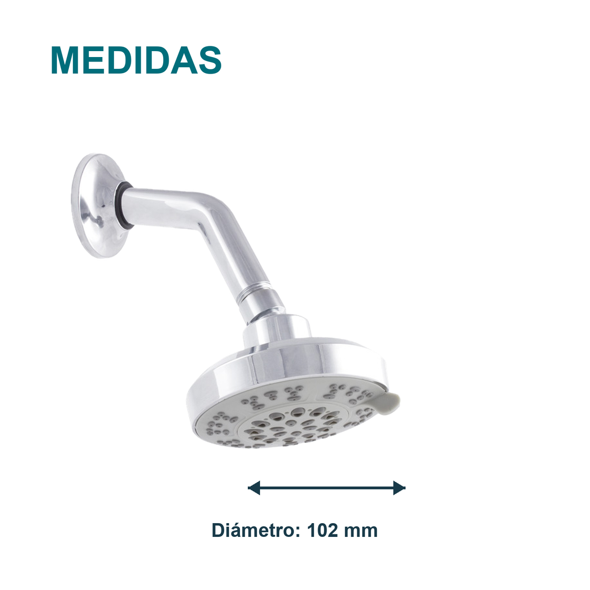 Medida principal de Regadera para ducha Alba de 5 funciones cromada