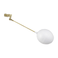Conjunto de válvula para tanque alto hembra de tres cuartos de pulgada sobre fondo blanco. Latón y flotador blanco.