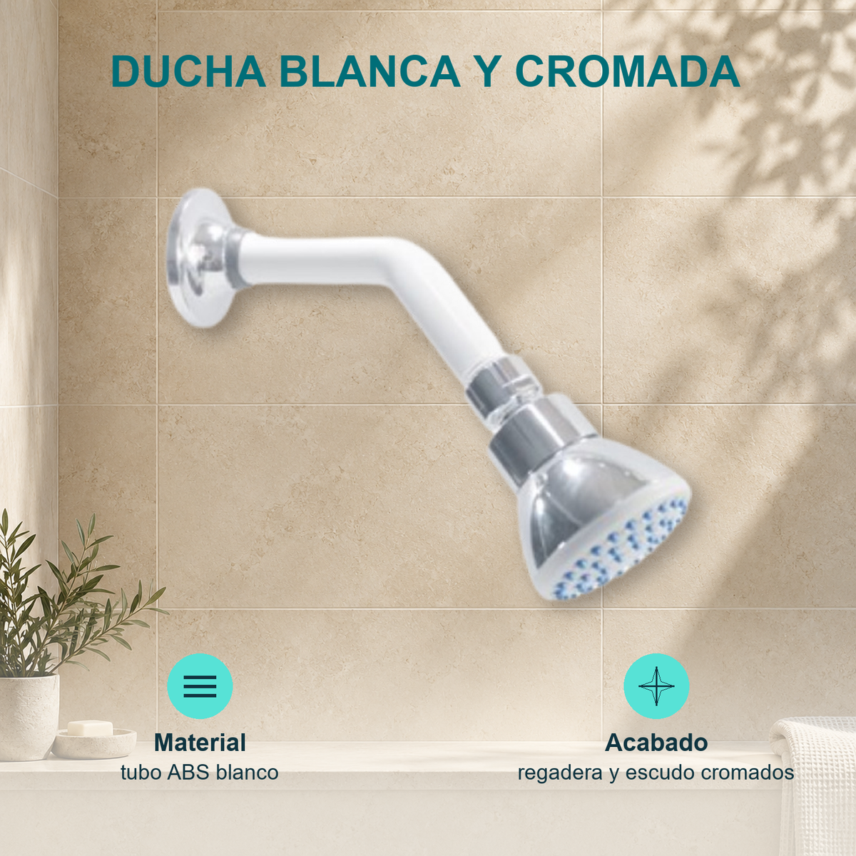 Características de Regadera para ducha Slim Bianca blanca y cromada