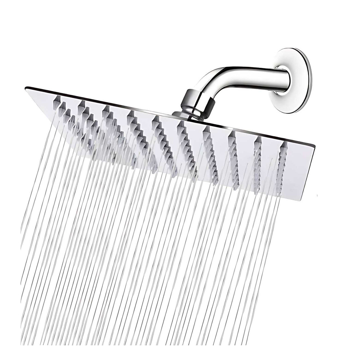 Regadera cromada de formato cuadrado para ducha