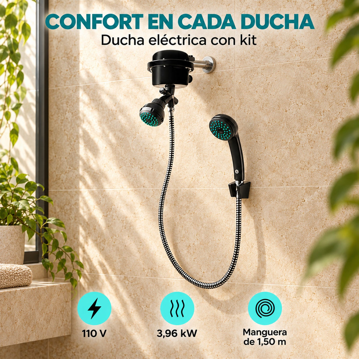 Ducha Victory Dirigible Negra Kit 110V — características