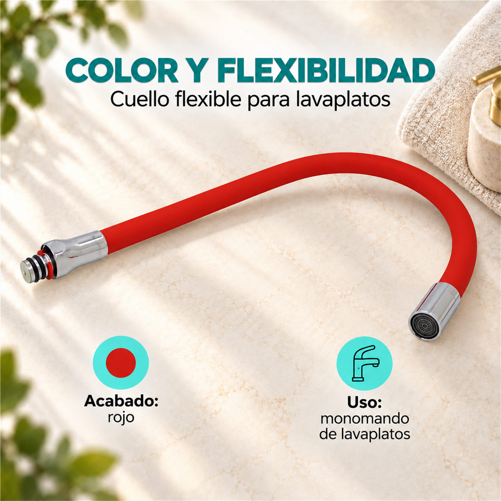 Cuello Flexible Rojo para Monomando de Lavaplatos: características principales