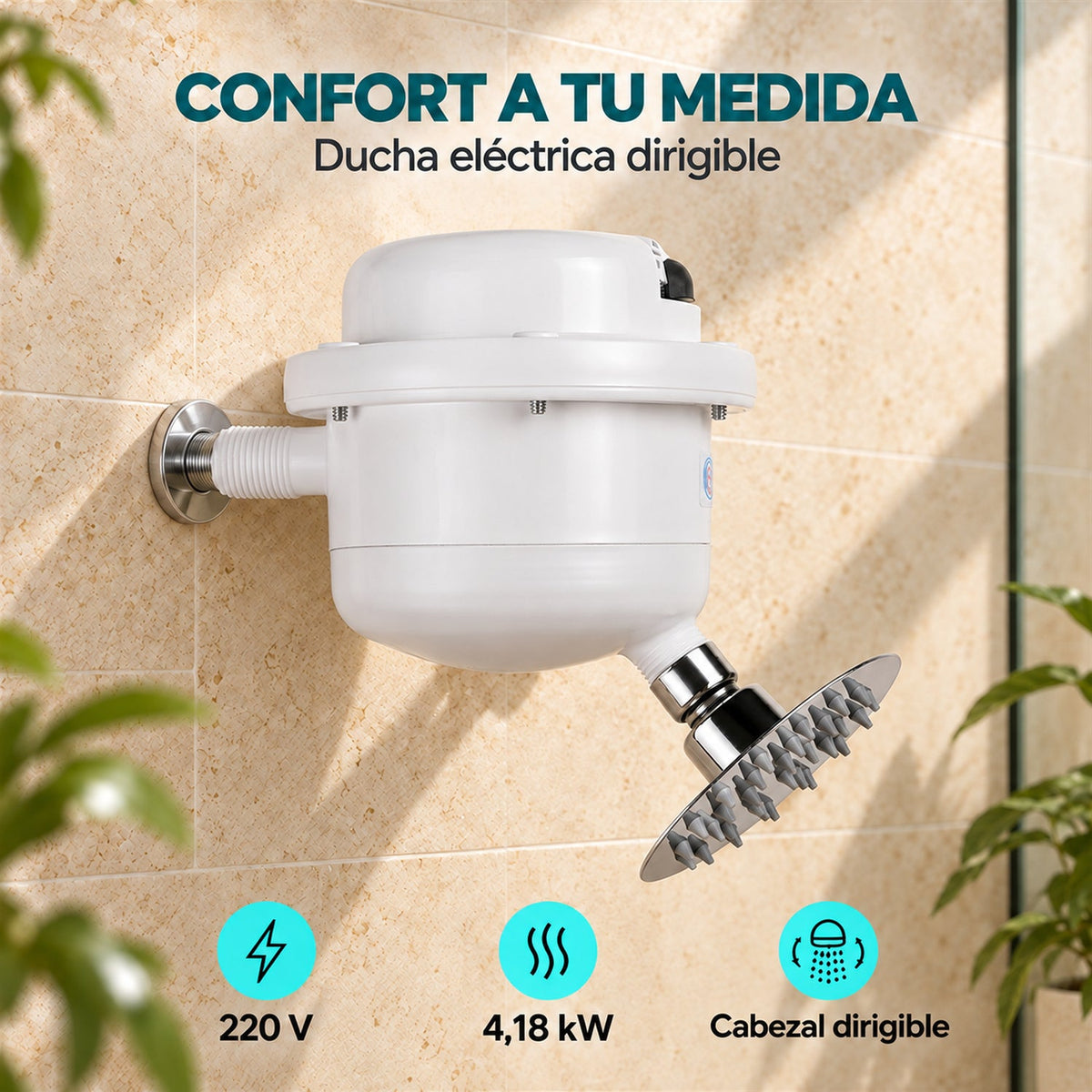 Ducha Eléctrica Fusion Dirigible Slim Blanca 220 V, 13,4 cm — características