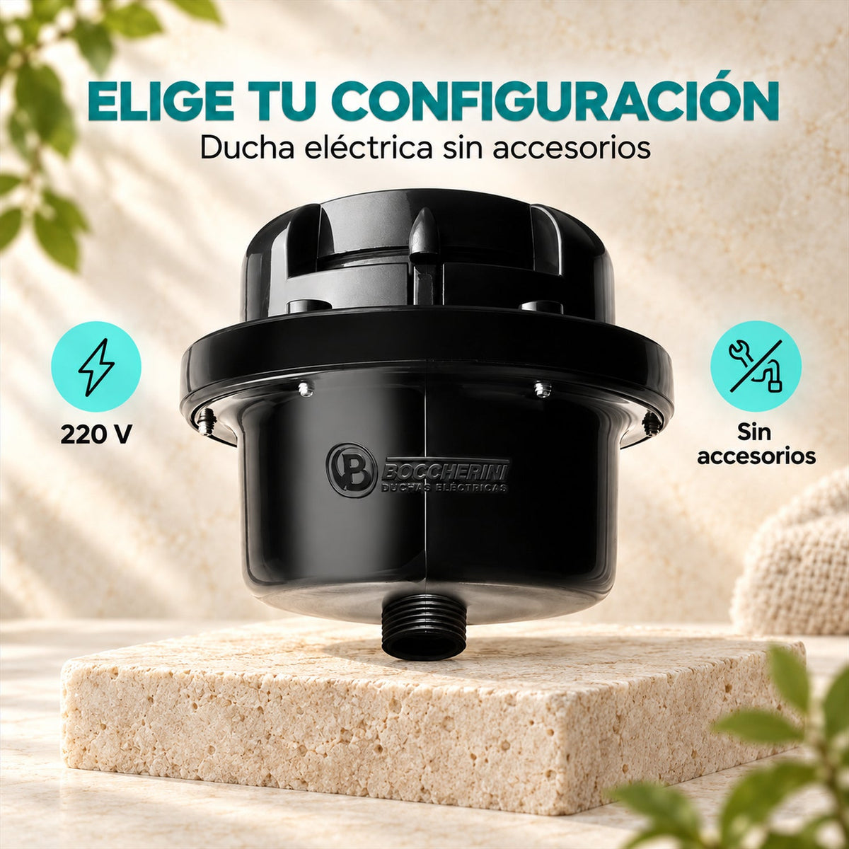 Ducha eléctrica Fusión negra de 220 V, sin accesorios