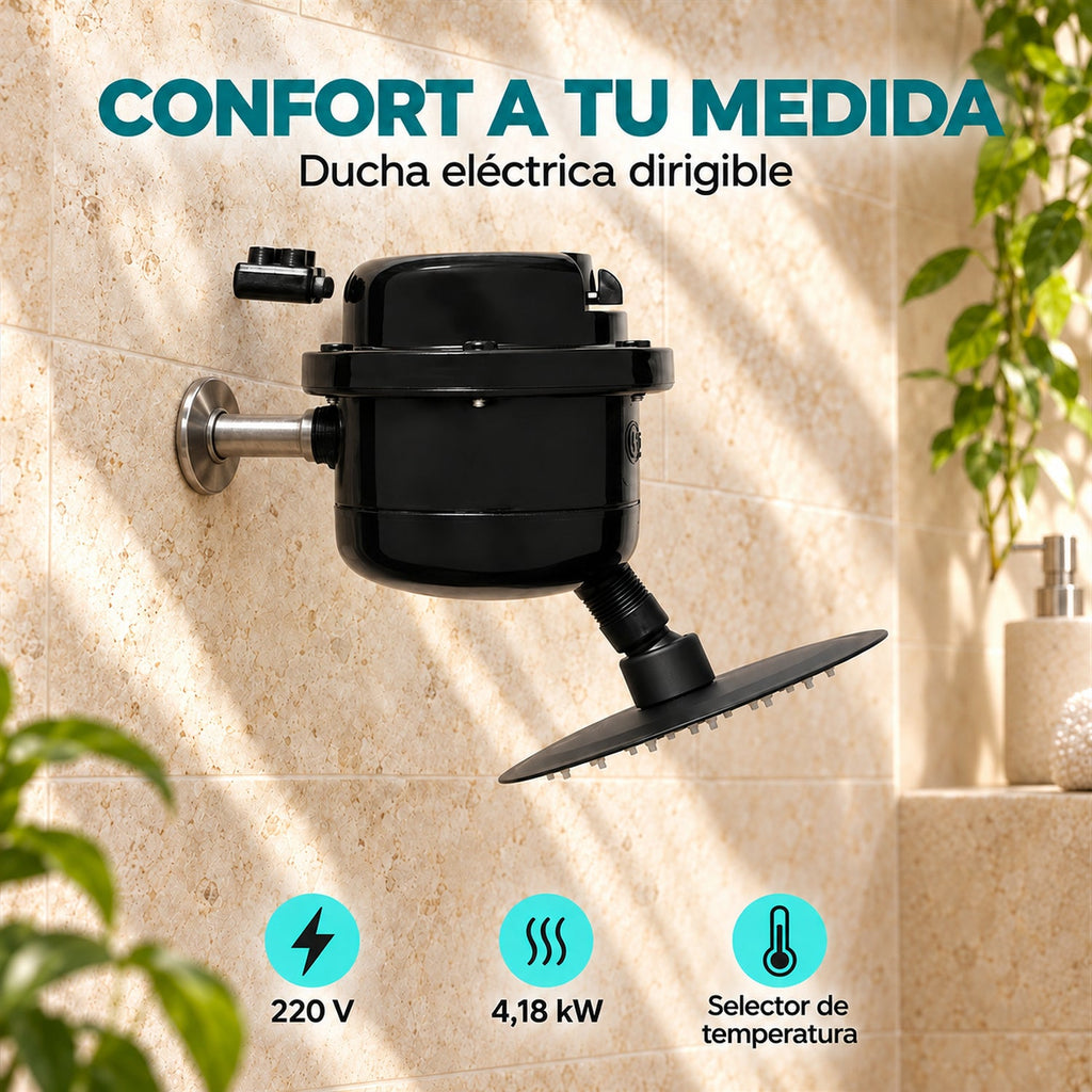 Ducha Eléctrica Fusion Dirigible Negra Slim 220V — características