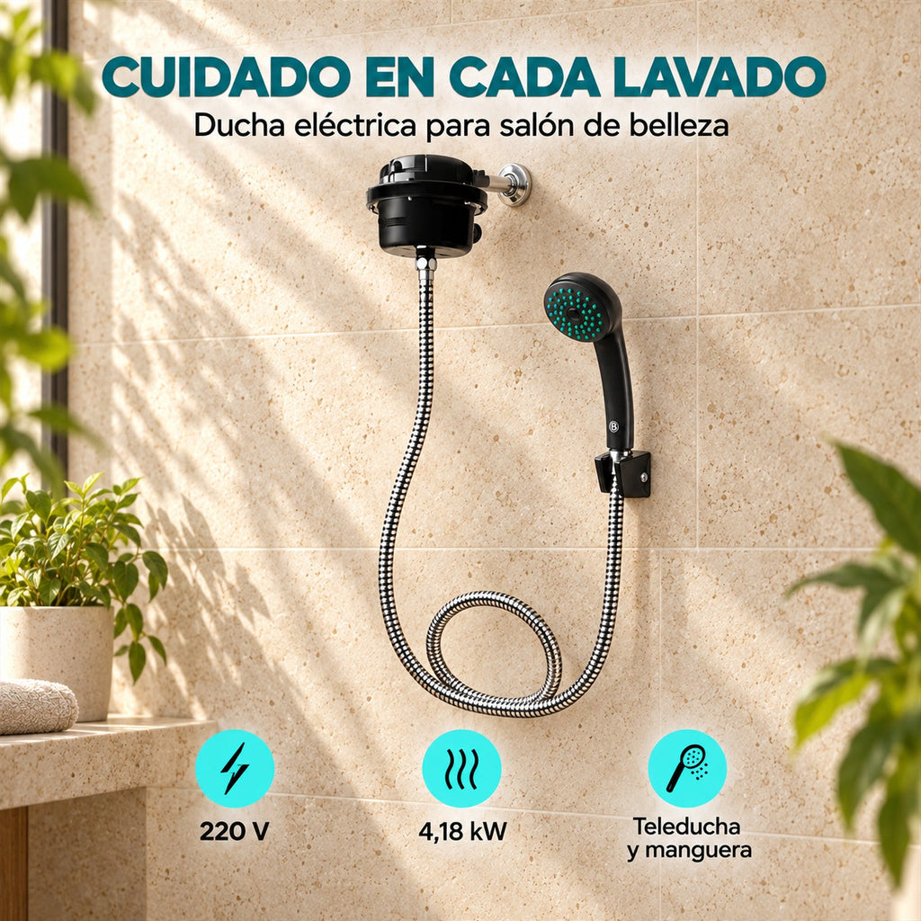 Ducha Eléctrica Fusion Para Salón De Belleza Negra 220V — características
