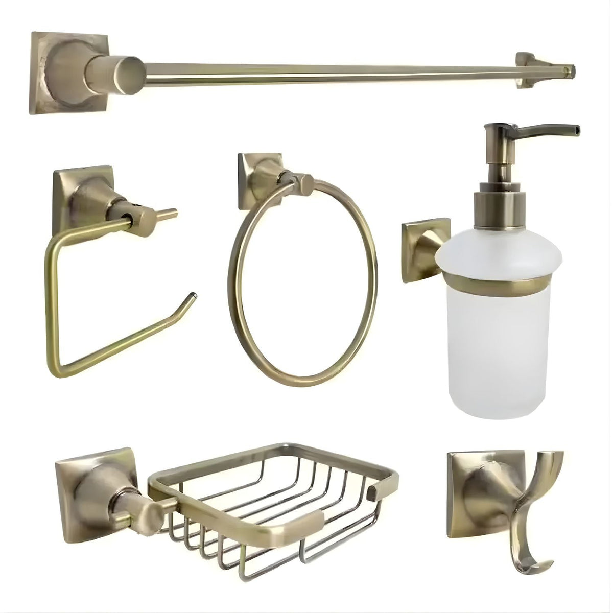 Juego De Accesorios De Baño Xcaret 6 Piezas Oro Cepillado