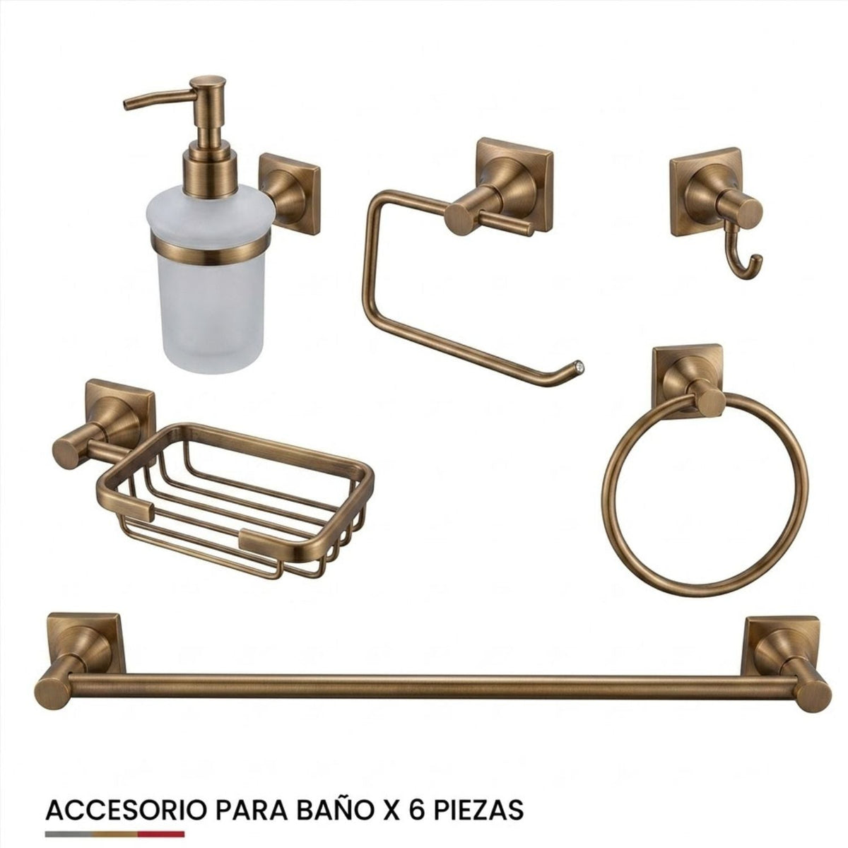 Juego De Accesorios De Baño Xcaret 6 Piezas Bronce