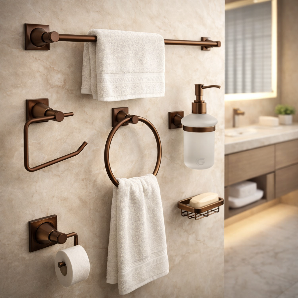 Juego De Accesorios De Baño Xcaret 6 Piezas Cobre