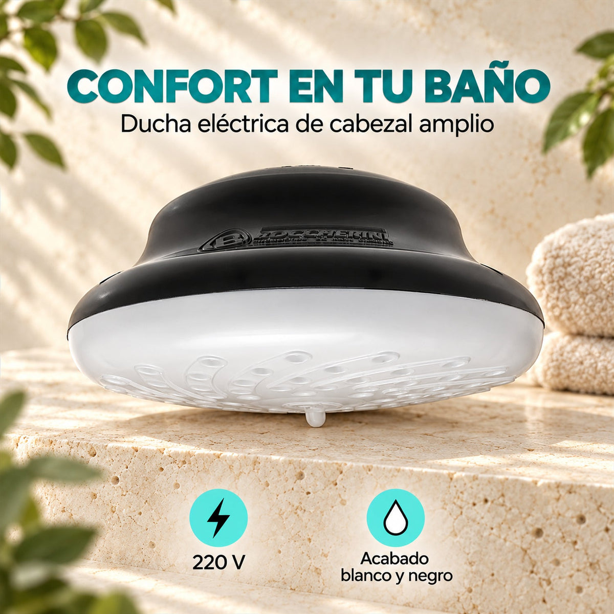 Ducha Eléctrica Maxi Zent Blanca Y Negra 220V — características
