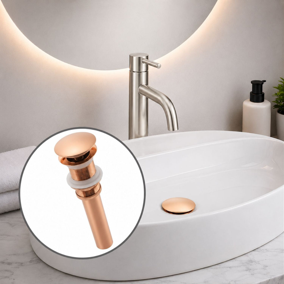 Desagüe Push para Lavamanos Oro Rosa