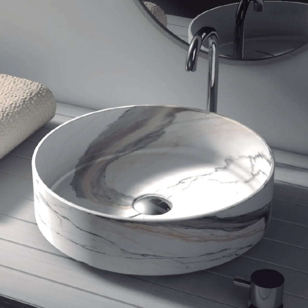 Lavamanos Sobreponer Redondo Carrara Mate 36 X 36 X 12 cm