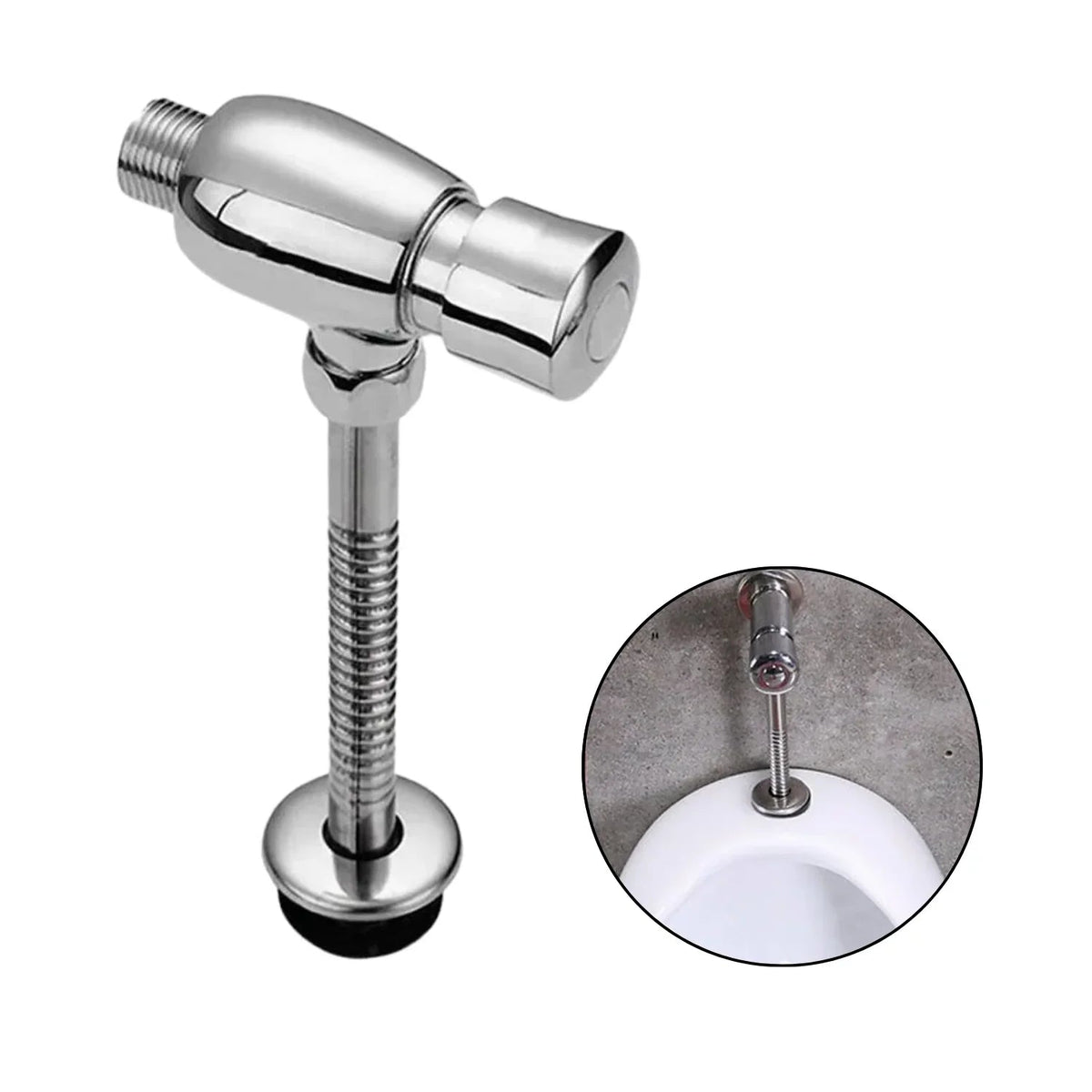 Llave Push Orinal Cierre Automático Metálica Cromada Grifo
