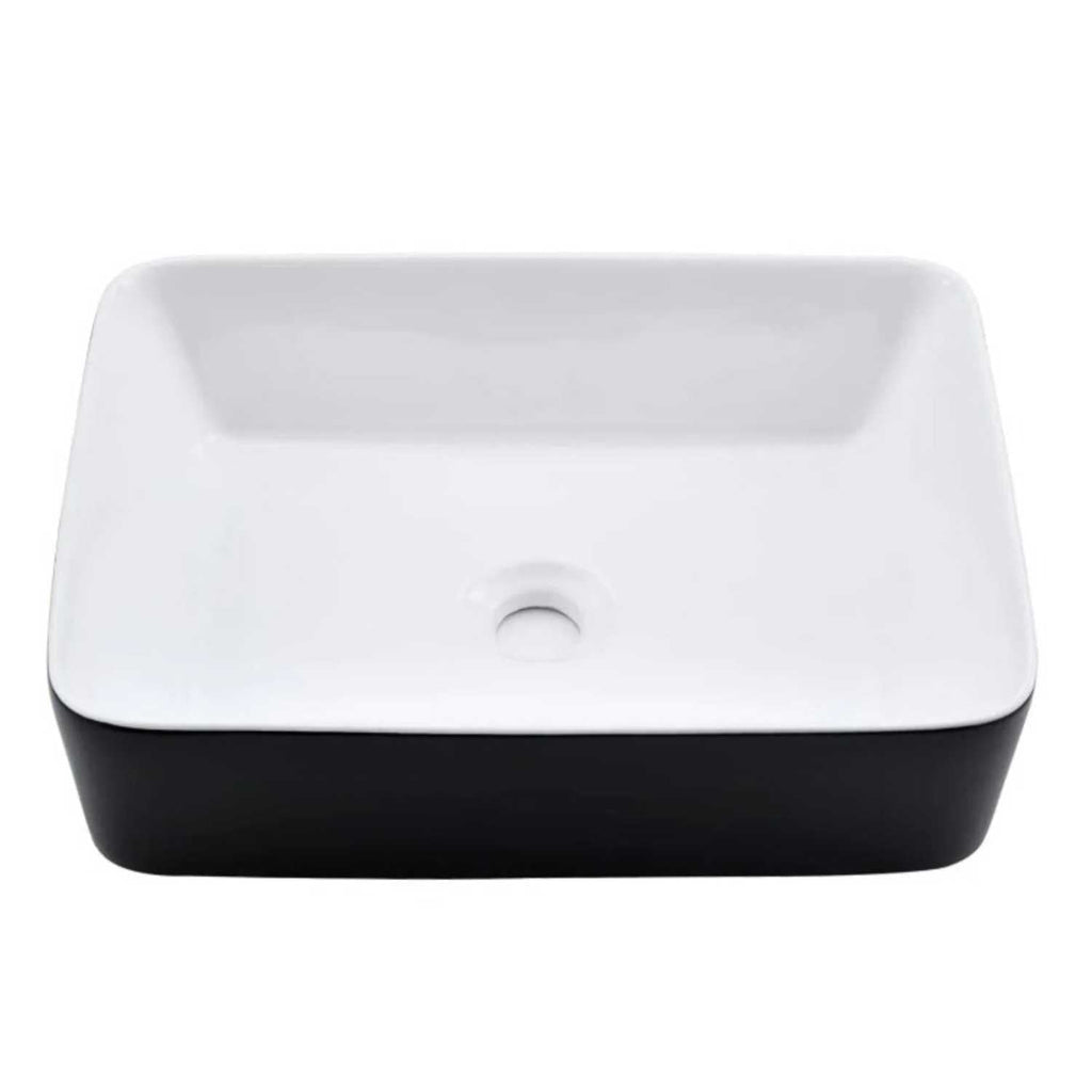 Lavamanos de Sobreponer Blanco Negro Porcelana 50 x 39 x 15 cm Rectangular para Baño