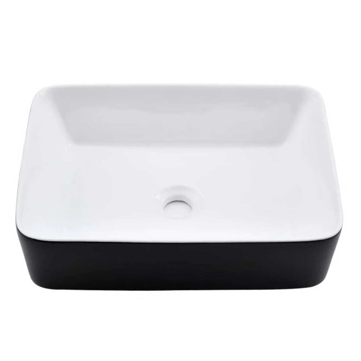 Lavamanos de Sobreponer Blanco Negro Porcelana 50 x 39 x 15 cm Rectangular para Baño