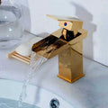 Grifería Monocontrol Lavamanos Cascada Oro Brillante 20 cm